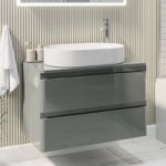 800mm Light Grey Countertop Wall Hung Vanity Unit with Basin – Pendle