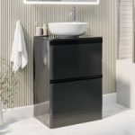 600mm Dark Grey Freestanding Countertop Vanity Unit with Basin – Pendle