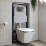 Wall Hung Toilet with Soft Close Seat Chrome Pneumatic Flush Plate 1160mm Frame & Cistern – Boston