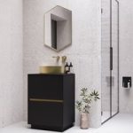 600mm Black Freestanding Countertop Vanity Unit with Basin – Roxbi