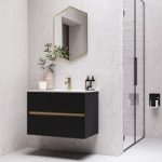 800mm Black Wall Hung Vanity Unit with Basin – Roxbi