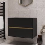 800mm Black Wall Hung Countertop Vanity Unit- Roxbi