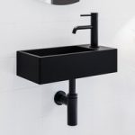 Cloakroom Black Wall Hung Basin Right Hand 405mm – Detroit