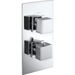 Chrome 2 Outlet Concealed Thermostatic Shower Valve with Dual Control – Cube