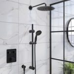 Black Dual Outlet Wall Mounted Thermostatic Mixer Shower Set with Hand Shower – Vance