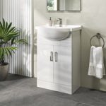 570mm White Freestanding Vanity Unit with Basin – Classic