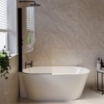 Freestanding Shower Bath Single Ended Left Hand Corner with Black Bath Screen 1600 x 780mm – Cove