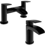 Black Waterfall Basin Mixer Tap & Bath Filler Tap Pack – Elina