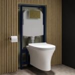 Indiana Wall Hung Toilet 1160mm Mechanical WC Frame & Cistern & Brushed Brass Mechanical Flush Plate