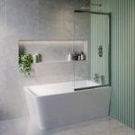 Freestanding Single Ended Right Hand Corner Shower Bath with Chrome  Sliding  Bath Screen 1500 x 740mm – Kona