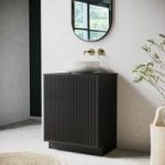 650mm Black Wooden Freestanding Countertop Vanity Unit with Round Basin – Matira