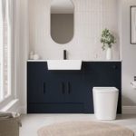 1500mm Blue Toilet and Sink Unit with Storage Unit & Black Fittings – Ontario