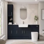 1800mm Blue Toilet and Sink Unit with Storage Units & Chrome Fittings – Ontario