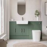 1500mm Green Toilet and Sink Unit with Storage Unit & Chrome Fittings – Ontario