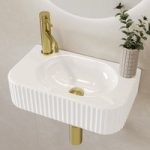 White Rectangular Fluted Wall Hung Basin 410mm – Oregon