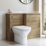 1100mm Wood Effect Toilet and Sink Unit Right Hand with Square Toilet and Chrome Fittings – Palma