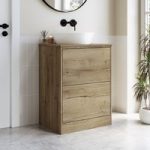 600mm Wood Effect Freestanding Countertop Vanity Unit with Triangular Basin  Palma