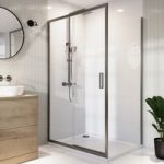 Gunmetal Grey 8mm Glass Rectangular Sliding Shower Enclosure 1000x900mm – Pavo