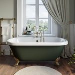 Freestanding Dark Green  Double Ended Roll Top Bath with Brass Feet 1515 x 740mm – Park Royal