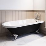 Black Freestanding Single Ended Bath with Chrome Feet 1670 x 740mm – Park Royal