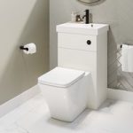 500mm White Cloakroom Toilet and Sink Unit with Square Toilet and Black Fittings – Valetta