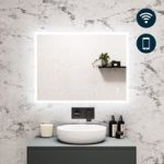 Rectangular Heated Bathroom Mirror with Lights Shaver Socket & Bluetooth Speaker 800 x 600mm – Divine