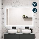 Rectangular Heated Bathroom Mirror with Lights Shaver Socket & Bluetooth Speaker 1200 x 800mm – Divine