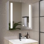 Double Door Chrome Mirrored Bathroom Cabinet with Lights 800 x 700mm – Capricorn