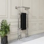 Black and Chrome Traditional Column Radiator with Towel Rail 952 x 479mm – Regent