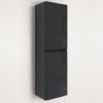 Double Door Dark Grey Wall Hung Tall Bathroom Cabinet 400 x 1400mm – Pendle