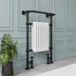 White and Black Traditional Column Radiator with Towel Rail 952 x 659mm – Regent