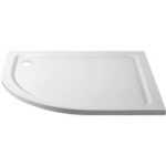 900x760mm Left Hand Offset Quadrant Shower Tray – White Acrylic Stone Resin – Pearl