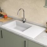 Single Bowl White Composite Kitchen Sink with Reversible Drainer – Essence Amelia