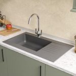 Single Bowl Grey Composite Kitchen Sink with Reversible Drainer – Essence Amelia