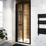 800mm Black Bi-Fold Shower Door 6mm Glass – Carina