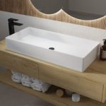 White Rectangular Countertop Basin 800mm – Corey