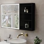 Elara Square Sliding LED Mirror Cab 600mm Matt Black