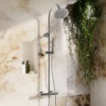 Chrome Round Gooseneck Thermostatic Bar Shower Set with Hand Shower & Slide Rail Kit – Grace