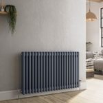 Reggio Anthracite Horizontal Double Column Traditional Radiator 600x1010mm 3462 BTU – Cast Iron Style