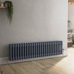 Reggio Anthracite Horizontal Double Column Traditional Radiator 300x1190mm 2124 BTU – Cast Iron Style