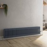 Reggio Anthracite Horizontal Double Column Traditional Radiator 300x1460mm 2614 BTU – Cast Iron Style