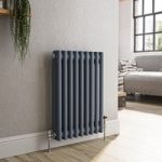 Reggio Anthracite Horizontal Double Column Traditional Radiator 600x425mm 1416 BTU – Cast Iron Style