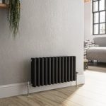 Reggio Midnight Black Horizontal Triple Column Traditional Radiator 300x605mm 1341 BTU – Cast Iron Style