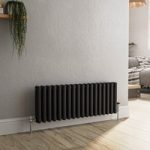 Reggio Midnight Black Horizontal Triple Column Traditional Radiator 300x830mm 1857 BTU – Cast Iron Style