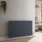 Reggio Anthracite Horizontal Triple Column Traditional Radiator 600x1010mm 4377 BTU – Cast Iron Style