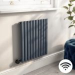 Anthracite Electric Horizontal Designer Radiator 0.6kW with Wifi Thermostat – H600xW590mm – IPX4 Bathroom Safe