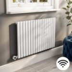 White Electric Horizontal Designer Radiator 1.2kW with Wifi Thermostat – H600xW1003mm – IPX4 Bathroom Safe