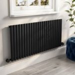 Midnight Black Electric Horizontal Designer Radiator 2kW with Wi-Fi Thermostat – H600xW1416mm – IPX4 Bathroom Safe