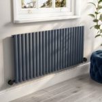 Anthracite Electric Horizontal Designer Radiator 2kW with Wifi Thermostat – H600xW1416mm – IPX4 Bathroom Safe