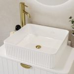 White Square Fluted Countertop Basin 410mm – Oregon